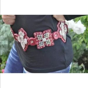 New with tag charm and luck genuine leather embellished belt size M